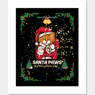 red cute cat , merry cristmas Posters and Art